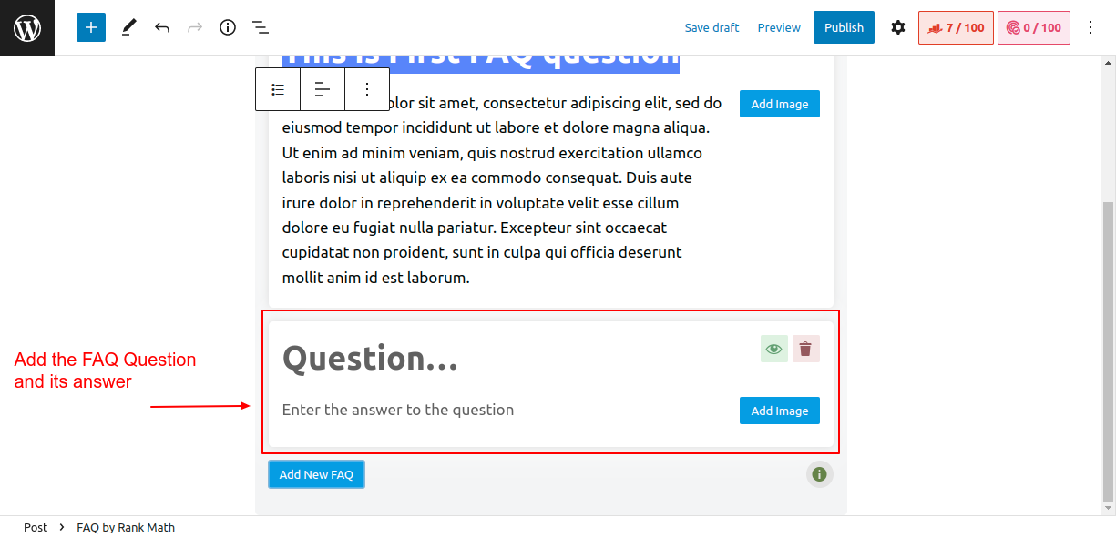 Add the FAQ question and its answer