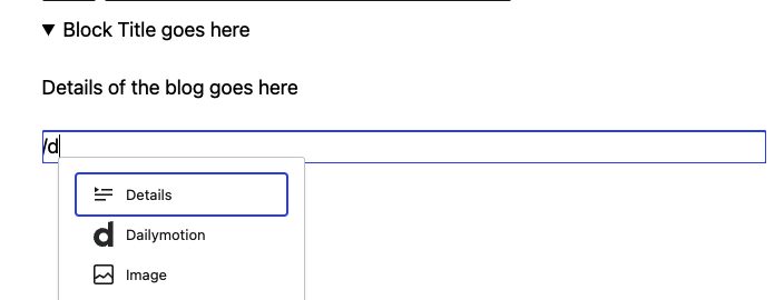 Add the Details block while creating the post