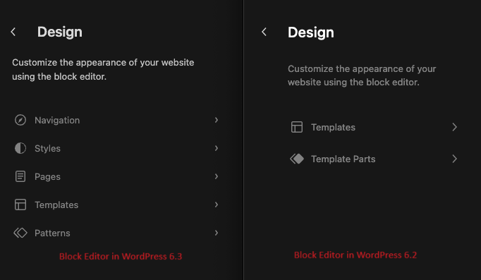 Comparison of Block Editor in WordPress 6.3 and 6.2