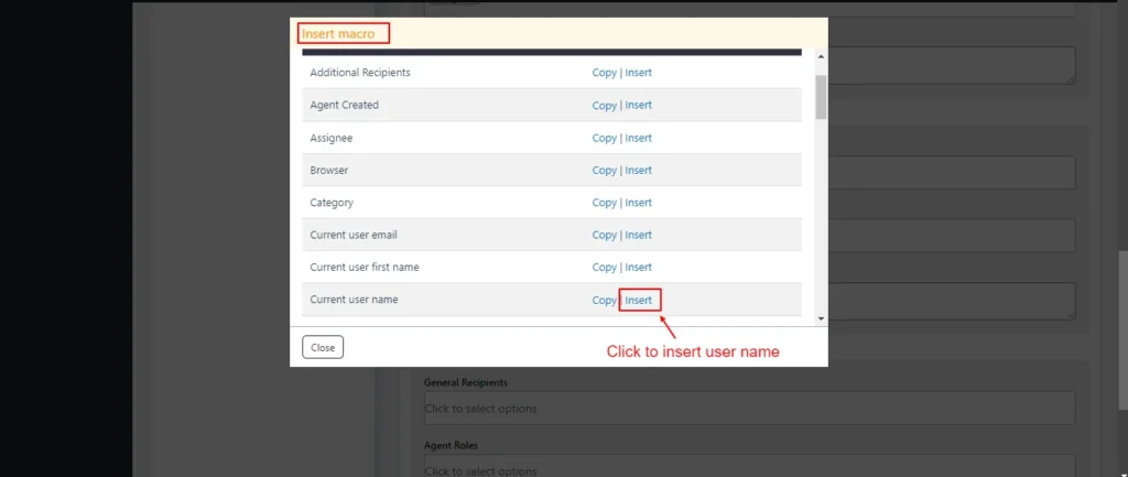 Insert macro current user name